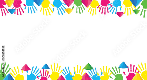 Colorful Handprints Border with Rainbow Colors for a Vibrant and Joyful Design