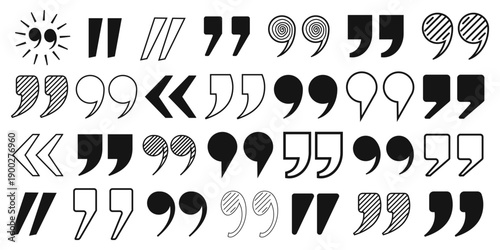 Quotation Mark Icon Set Vector for Citation Speech Bubble Testimonial Text Block Design Element Arts