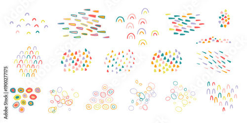 Hand drawn doodle fancy organic shapes, elements and textures. Vector illustration.