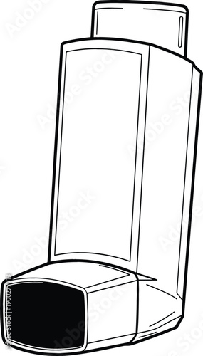 Asthma inhaler medical equipment line art icon for respiratory health medication and pulmonary treatment flat vector illustration