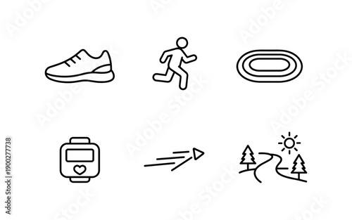 Wallpaper Mural Set of icons representing running, fitness, and outdoor activities for sports enthusiasts Torontodigital.ca