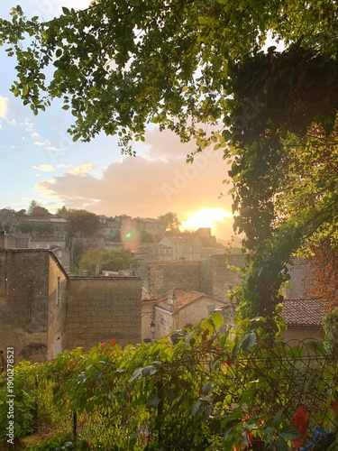 Golden sunrise over the old town Saint-Émilion, Libourne, Nouvelle-Aquitaine, France, September 2022