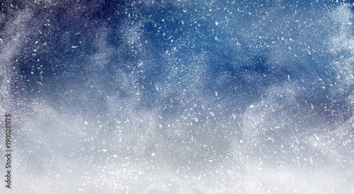 Snowfall Over Frosty Landscape With Dense Snowflakes And Soft Winter Mist