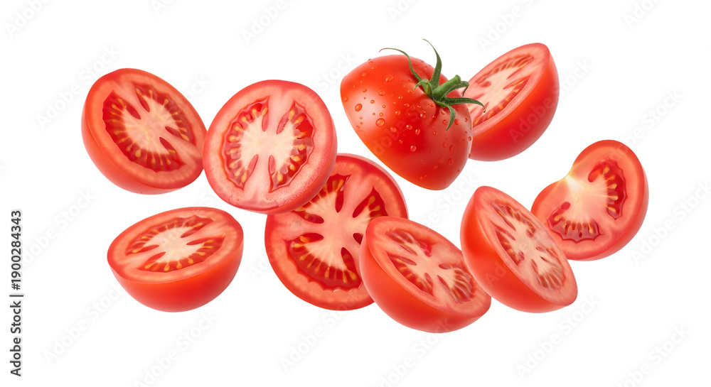 Fototapeta premium Sliced tomatoes isolated on transparent background