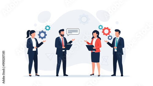 Business Meeting Illustration: Teamwork, Collaboration, and Strategy