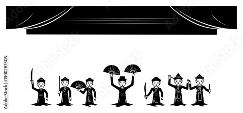 Traditional Vietnamese water puppetry performance with puppets on stage