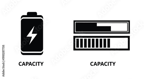 Black battery icons illustrating power levels a bold silhouette