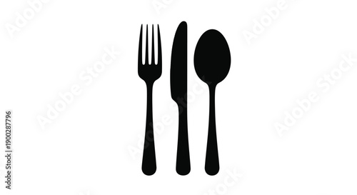 Black cutlery set against a white background a stark silhouette