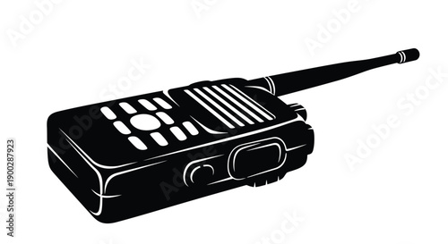 Black and white illustration of a walkie talkie silhouette