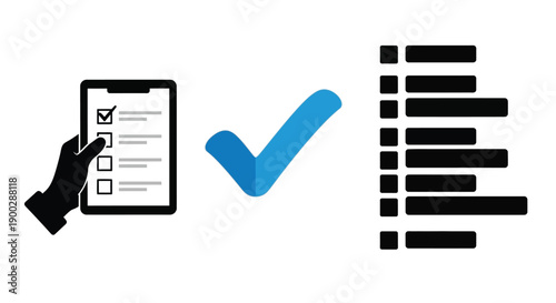 Checklist and confirmation with a dark silhouette