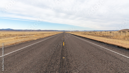 Fotografie A long, straight section of highway in west Texas near Alpine