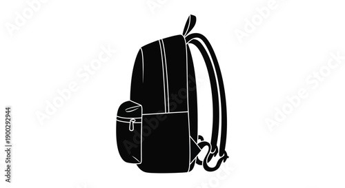 A black backpack isolated on a white background silhouette