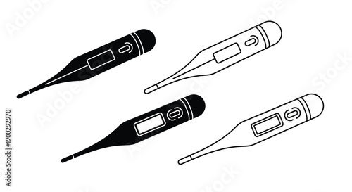 Thermometer illustrations in differing styles a striking silhouette