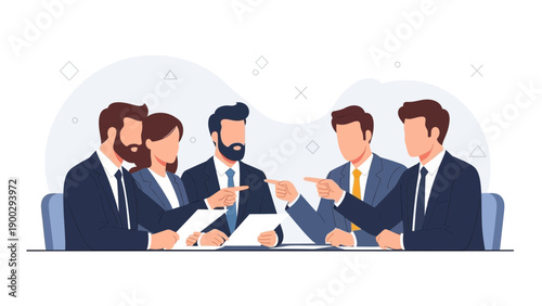 Business Meeting With Debate And Discussion, Team Collaboration