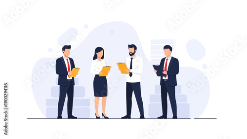 Business People Discussing Documents - Teamwork and Collaboration Concept