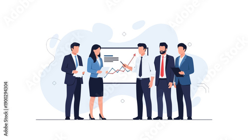 Business Team Analyzing Growth Chart Presentation