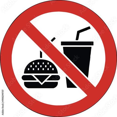 no junk food and drink prohibition icon red circle diagonal line