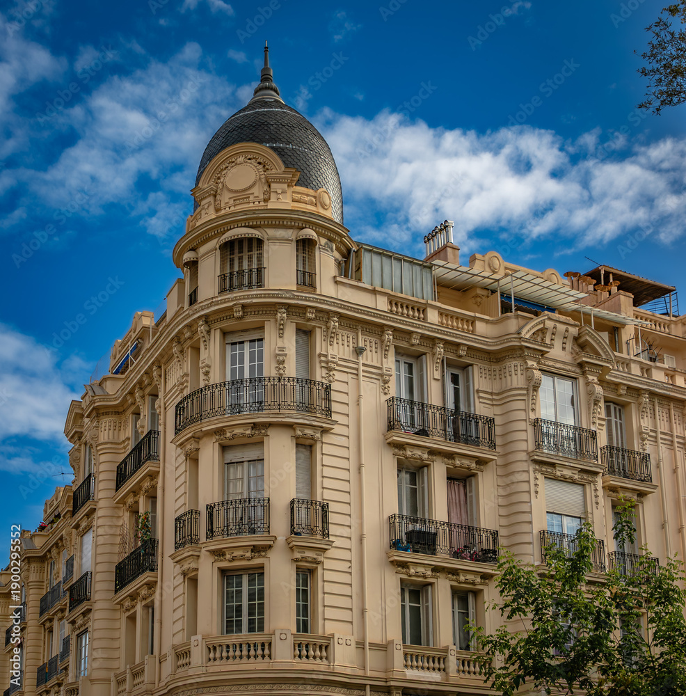 Fototapeta premium Traditional houses with ornate metal work and shutters in the streets of Old Town in Nice, South of France