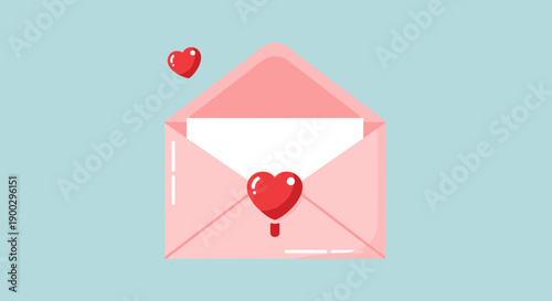 Pink Envelope with Heart Shaped Love Letter.