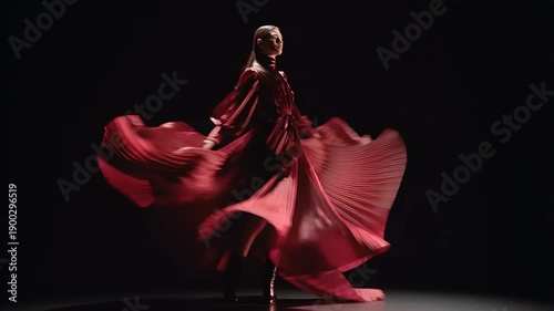 Dynamic Fashion Show, Model, Runway, Video, Studio, Close-Up, Elegance in Motion