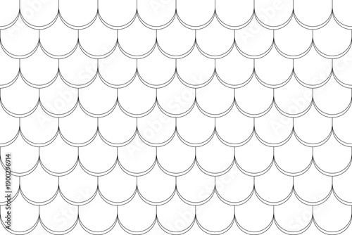Technical vector illustration of a fish scale or scallop texture pattern, featuring overlapping semi-circular shapes in clean line art.