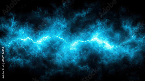 Bright blue lightning bolt across a dark sky.