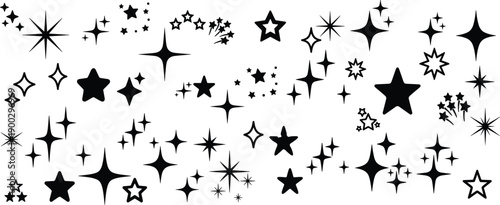 Sparkle star silhouette collection set vector illustration graphic icon isolated on white background for magic decoration design element