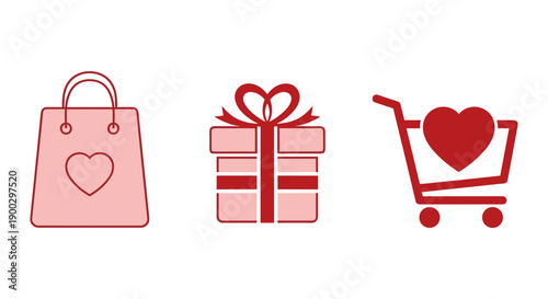 Pink Shopping Bag Gift Box Cart.