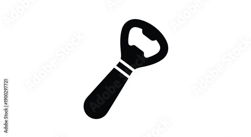 Black bottle opener icon in a stark minimalist silhouette