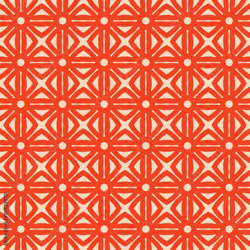 Wallpaper Mural Seamless Red and Off-White Abstract Geometric Interlocking Lines Pattern Torontodigital.ca