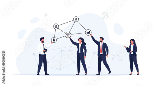 Business Team Building Network Connection and Collaboration Concept