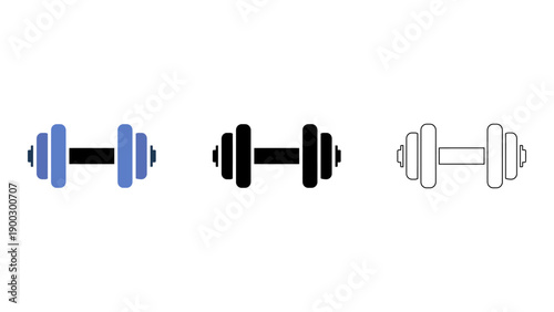 set of dumbbells in different colors representing strength equipment and workouts for fitness and exercise. The dumbbell