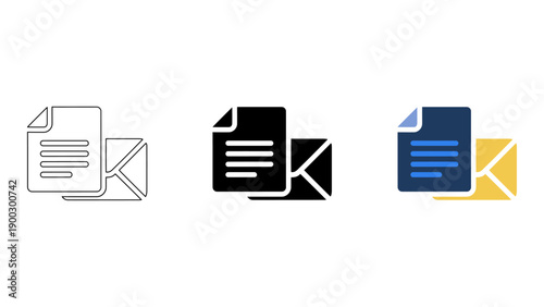 set of icons representing support ticket email help, issue reporting, and technical assistance for customer service and