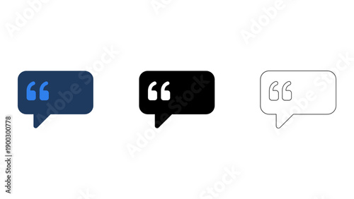 set of quote bubbles in different colors and styles, representing quotations, speech, or highlighted statements, on clea