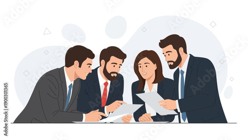 Business Team Meeting Collaboration Discussion Document Analysis