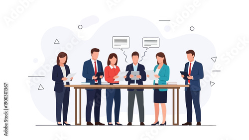 Business Team Meeting Collaboration Discussion Ideas Speech Bubbles