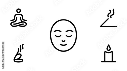 An illustration depicting symbols related to meditation and relaxation.