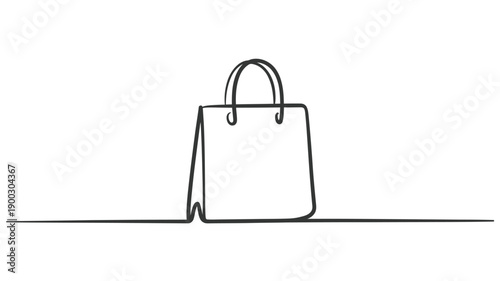 Continuous line drawing of a simple shopping bag illustration