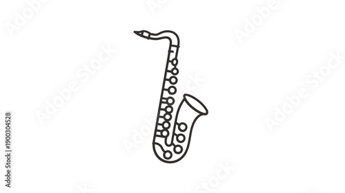 Simple line drawing of a saxophone a musical wind instrument
