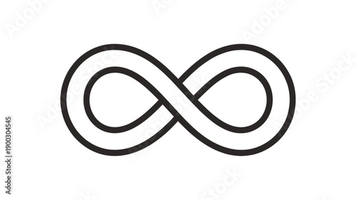 Black and white illustration of an infinity symbol with smooth lines