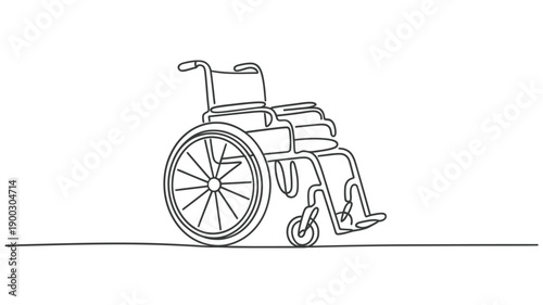 Line drawing of a wheelchair illustrating mobility and accessibility