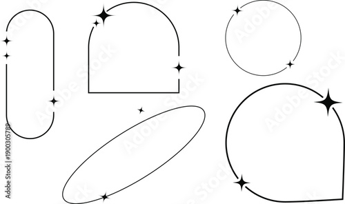 Collection of abstract geometric shapes with star accents