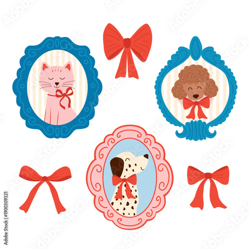 Collection of Cute Pet Portraits with Bows