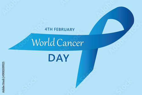 world cancer day blue ribbon healthcare awareness design for global health campaign