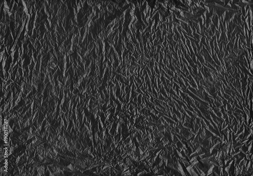 Tableau sur toile Textura plástica sobre fondo negro, Plastic film wrap texture background