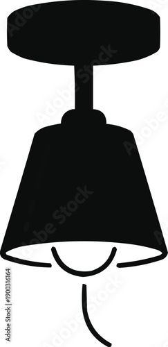 The image features a black silhouette of a ceiling light fixture, designed to represent a common type of overhead lighting.