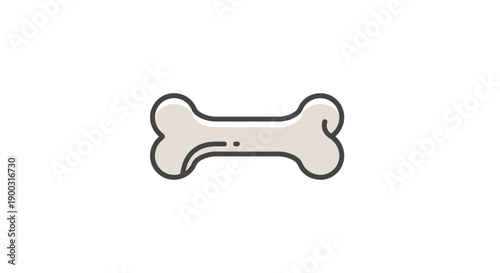 Simple Dog Bone Pet Toy Icon on Isolated White Background