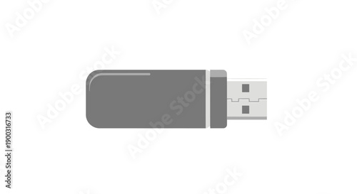 Grey USB Flash Drive for Digital Data Storage and Portability on an Isolated White Background