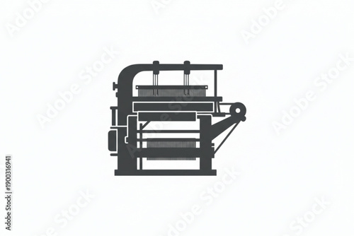 Industrial Weaver: A stark silhouette of an industrial weaving loom, a machine once crucial to textile production, ready to produce yarns 