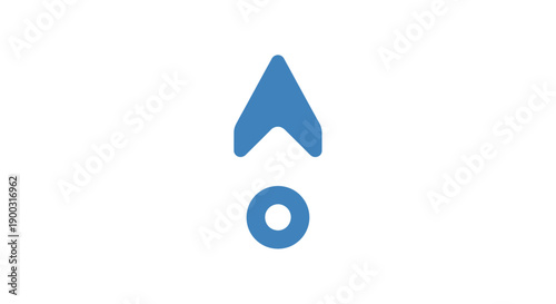 Blue Upward Arrow and Circle Upload Icon isolated white background